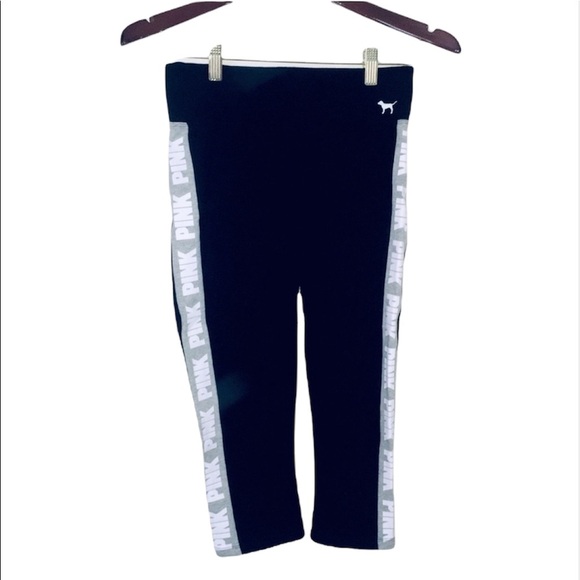 PINK Victoria's Secret Pants - Nwot Victoria’s Secret Pink: Extra Small Black & Grey Logo Workout Leggings